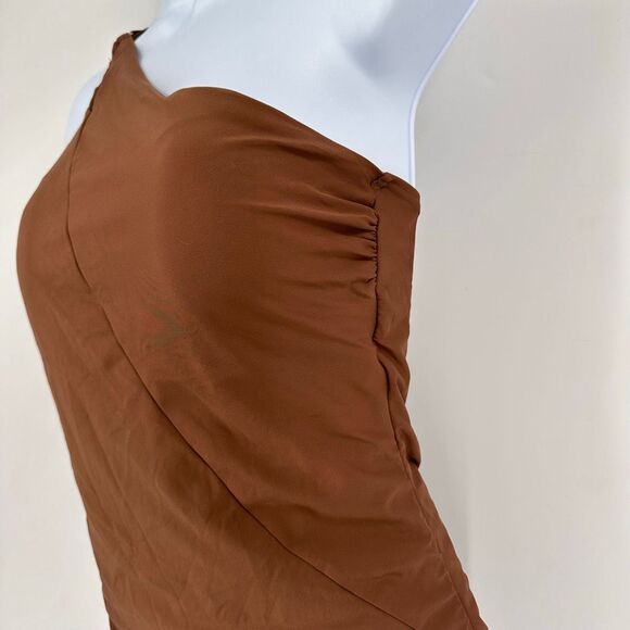 Lands' End Tummy Control UPF 50 Asymmetrical Swimsuit Brown SZ 14 Large - Picture 3 of 11